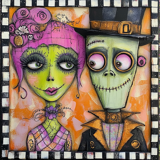Whimsical Halloween sign for crafting, Frankenstein wreath sign, spooky wall decor, Frankie decoration