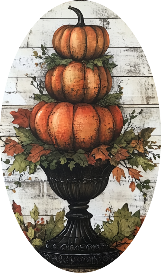 Traditional Fall Topiary , Oval Sign
