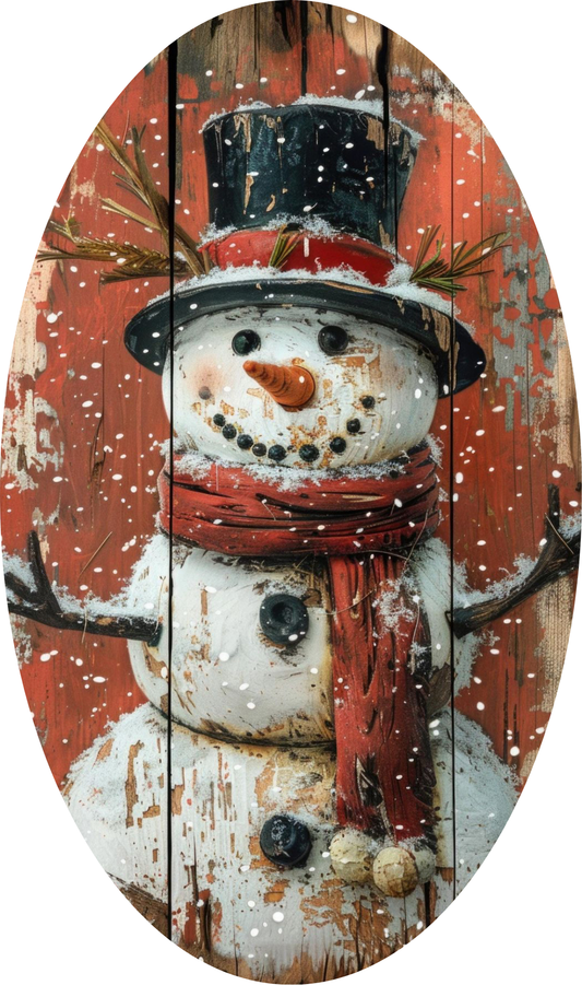 Rustic Mr. Snowman, Oval Sign