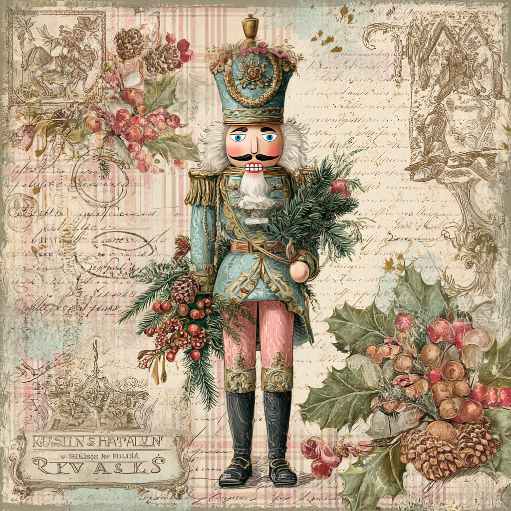 Vintage Pastel Christmas Nutcracker