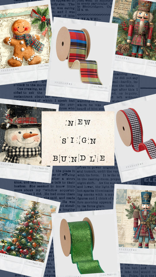 Ribbon & Christmas themed Sign Bundle