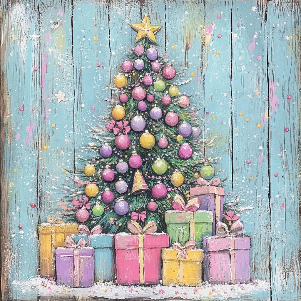 Christmas sign for crafting, Christmas wreath sign, Christmas wall decor, pastel Christmas tree, candyland Christmas