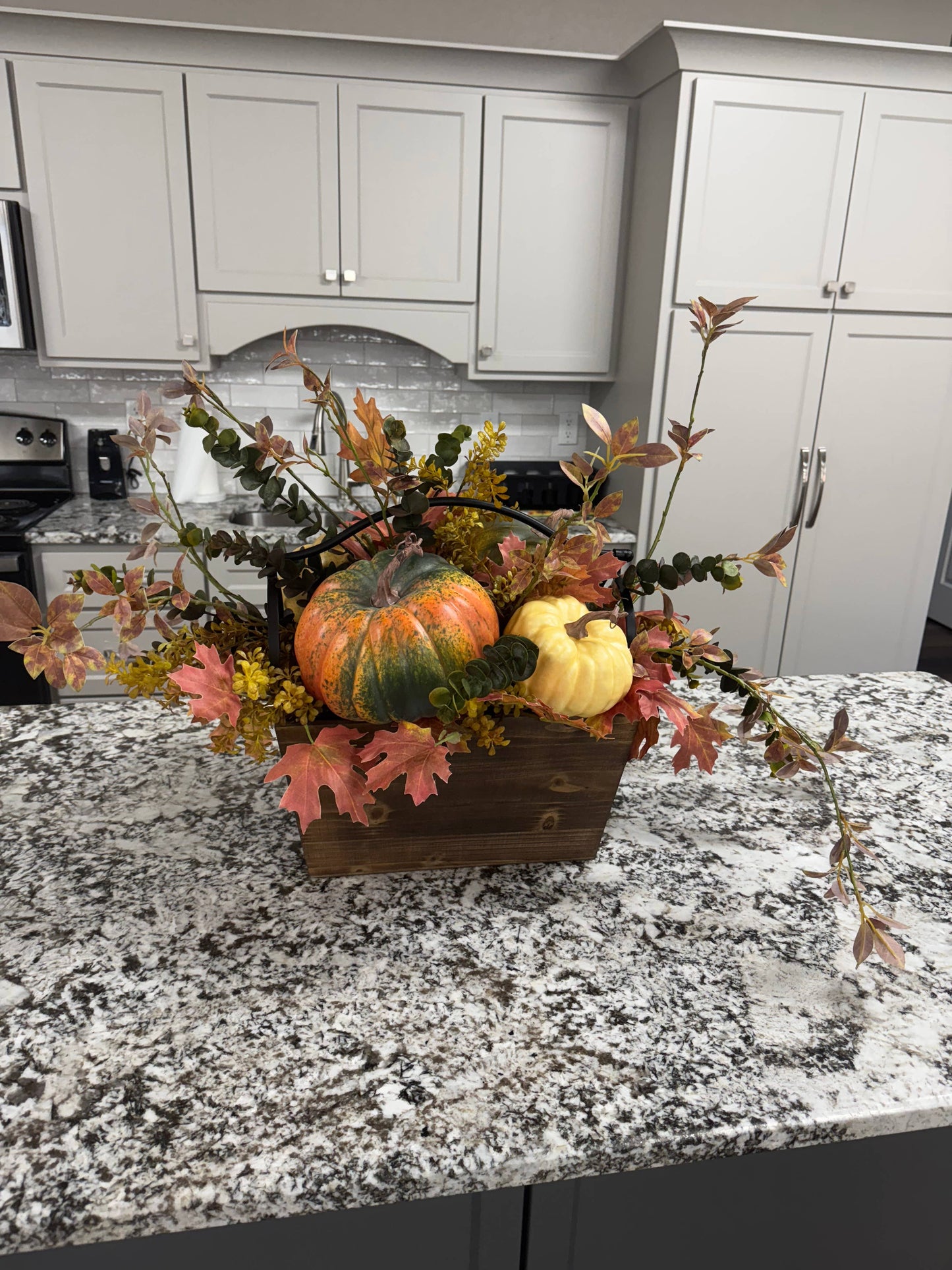 Wood Basket with Metal Handle