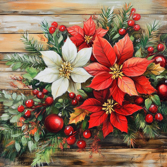 Christmas sign for crafting, Christmas wreath sign, Christmas wall decor, poinsettias, Christmas florals