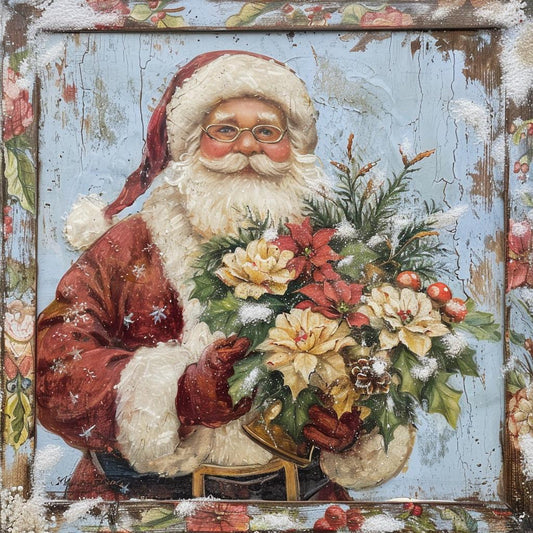 Christmas sign for crafting, Christmas wreath sign, Christmas wall decor, vintage Santa clause