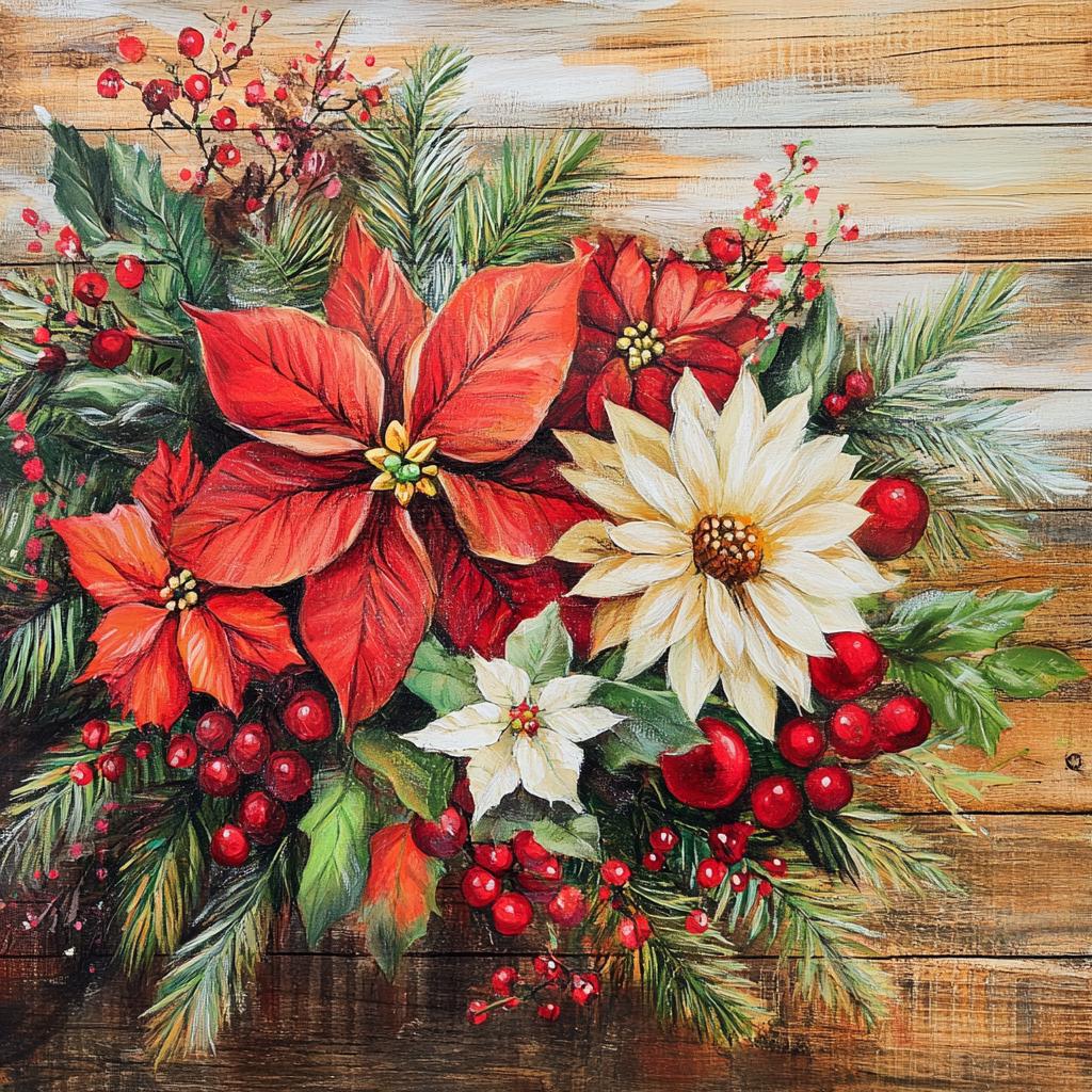 Christmas sign for crafting, Christmas wreath sign, Christmas wall decor, poinsettias, Christmas florals