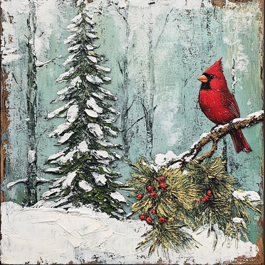 Christmas sign for crafting, Christmas wreath sign, Christmas wall decor, red bird, rustic winter scene, cardinal