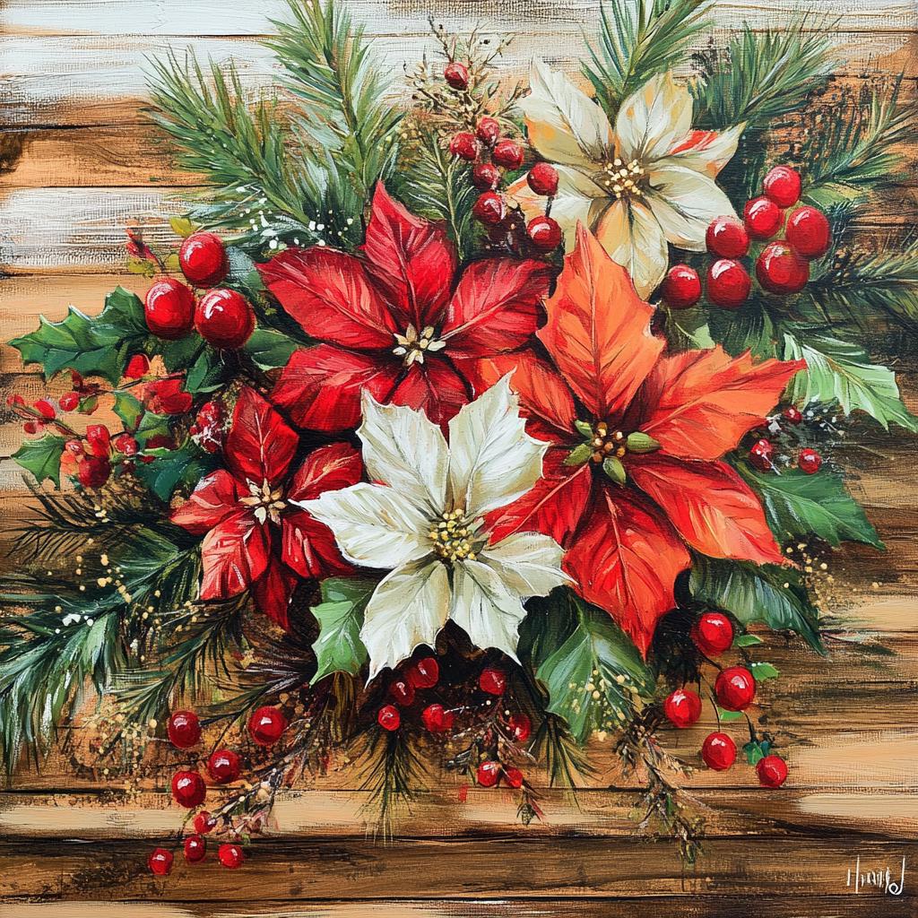 Christmas sign for crafting, Christmas wreath sign, Christmas wall decor, poinsettias, Christmas florals