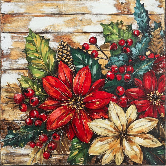 Christmas sign for crafting, Christmas wreath sign, Christmas wall decor, poinsettias, Christmas florals