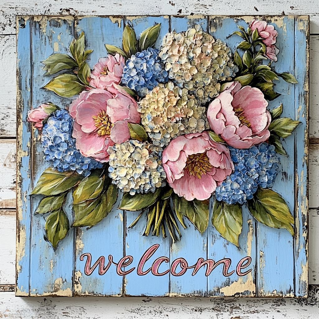 Everyday sign for crafting, floral welcome wreath sign, wall decor, front porch decor for everyday