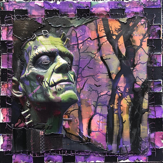 Halloween sign for crafting, Frankenstein wreath sign, spooky wall decor, Frankie decoration